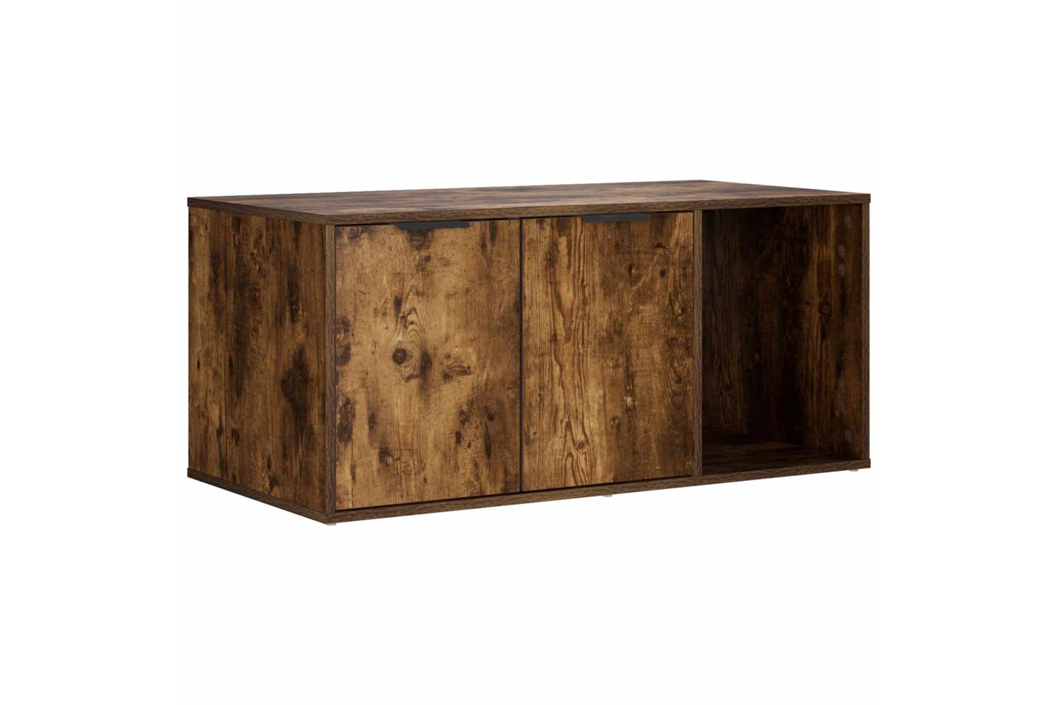Vidaxl Cat Crate Furniture Smoked Oak 100 X 49 X 45 Cm Engineered Wood-2