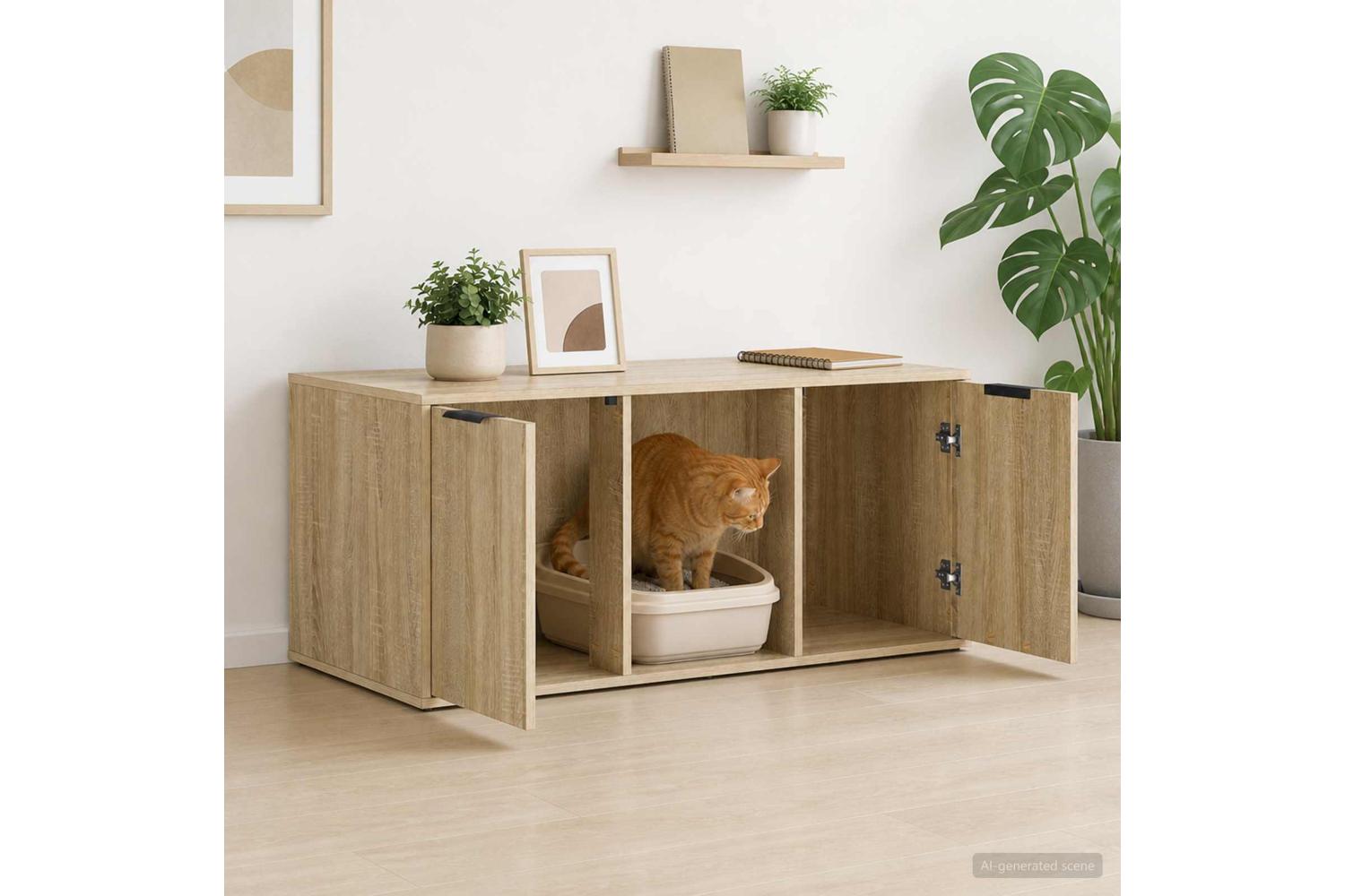 Vidaxl Cat Crate Furniture Sonoma Oak 100 X 49 X 45 Cm Engineered Wood-4