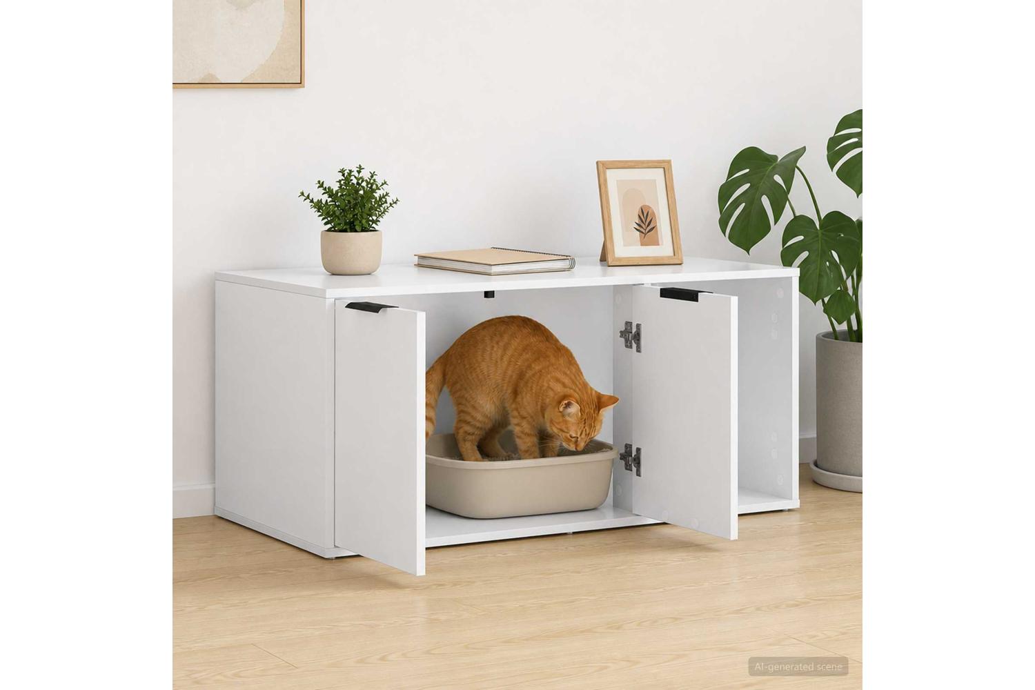 Vidaxl Cat Crate Furniture White 100 X 49 X 45 Cm Engineered Wood-4
