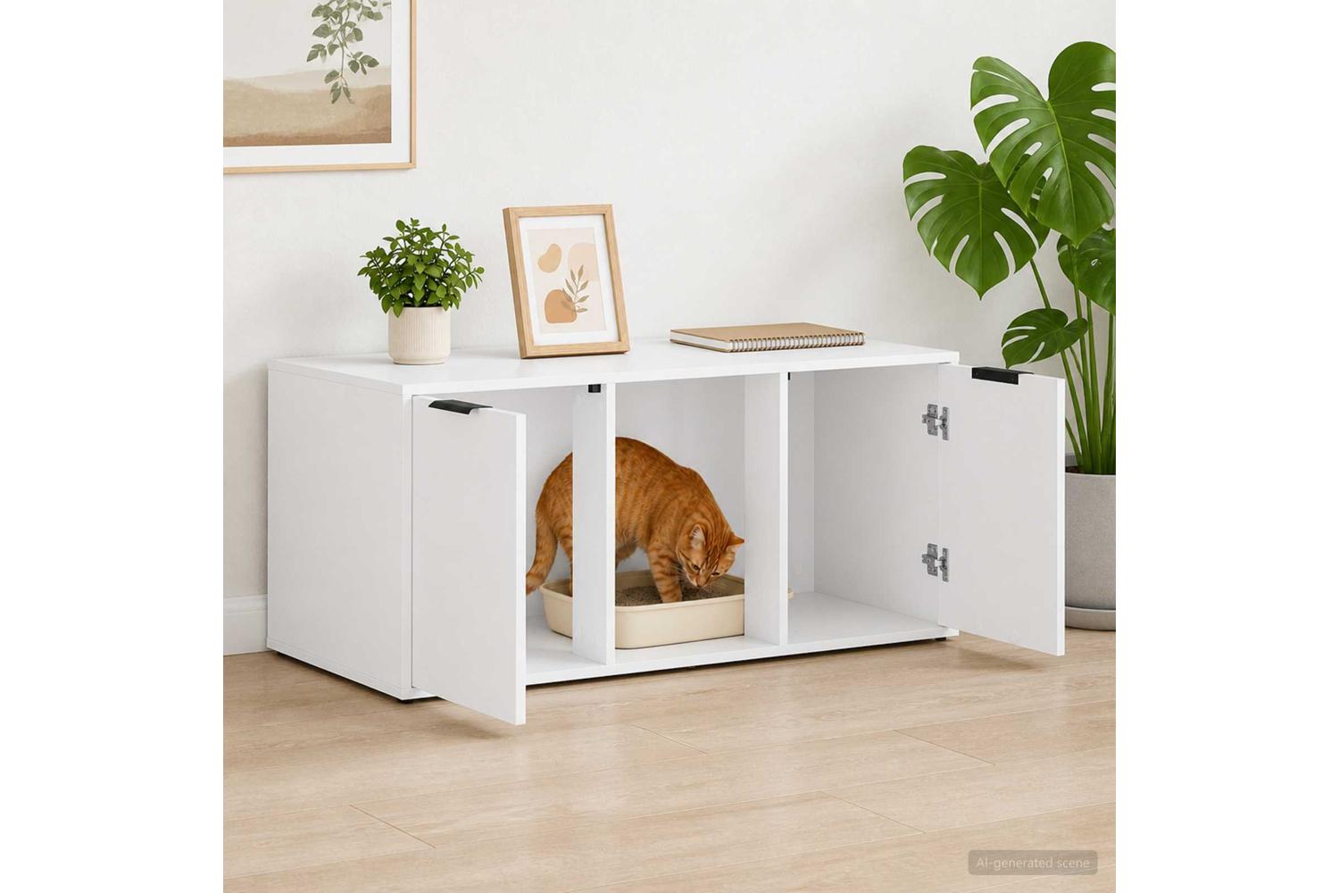 Vidaxl Cat Crate Furniture White 100 X 49 X 45 Cm Engineered Wood-4