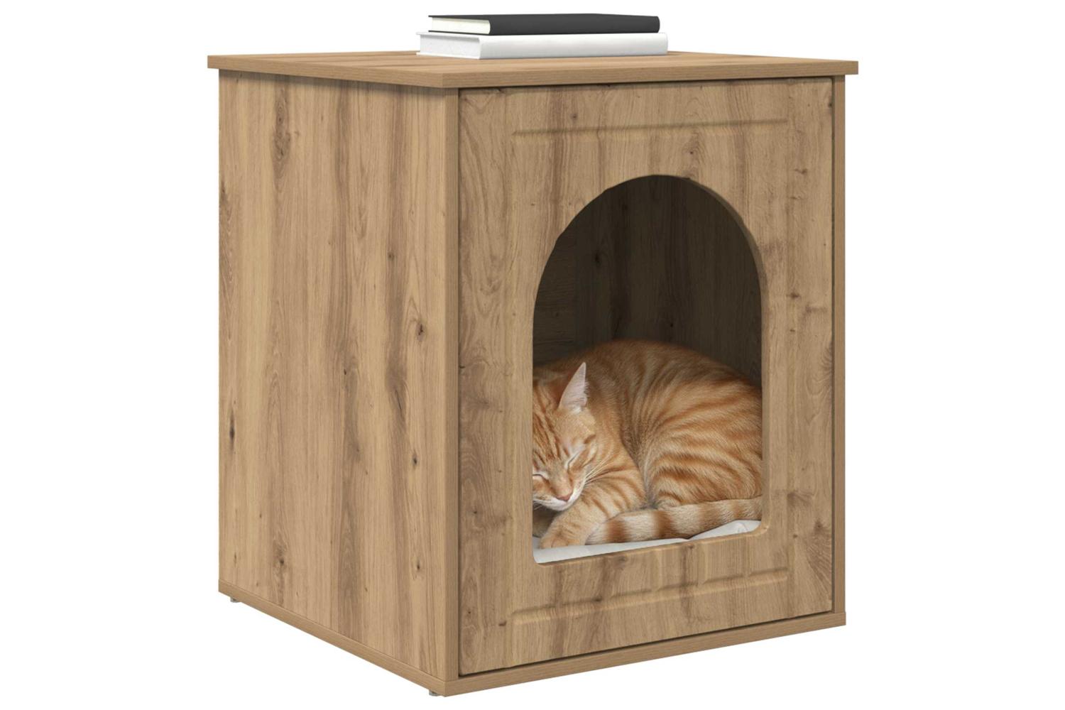 Vidaxl Cat House Artisian Oak 53 X 52 X 62 Cm Engineered Wood-3