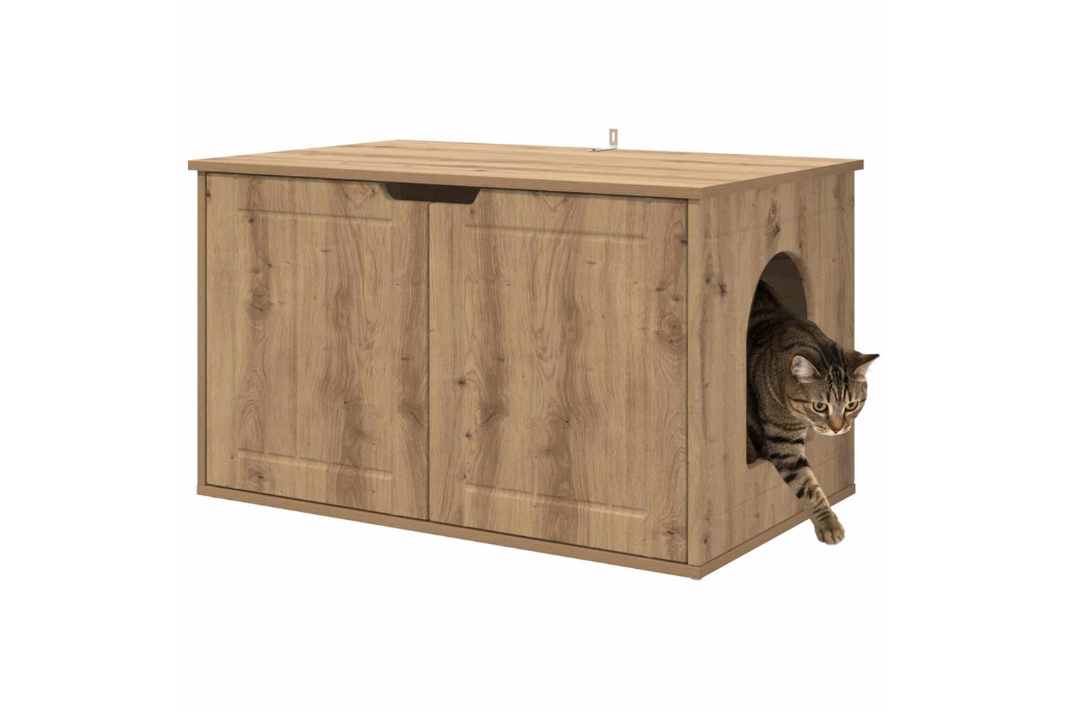 Vidaxl Cat House Artisian Oak 85 X 55 X 505 Cm Engineered Wood-3