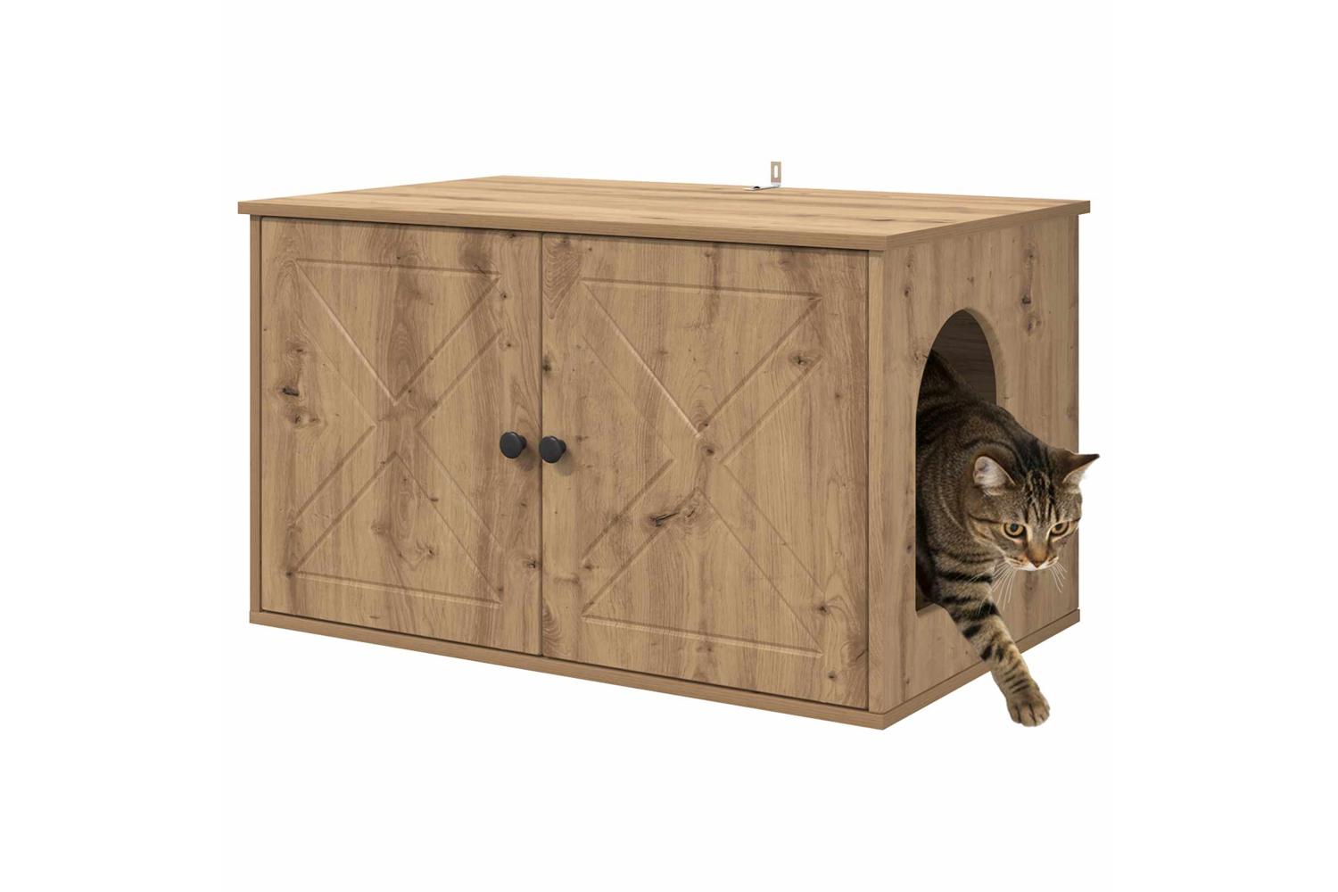 Vidaxl Cat House Artisian Oak 85 X 55 X 505 Cm Engineered Wood-3