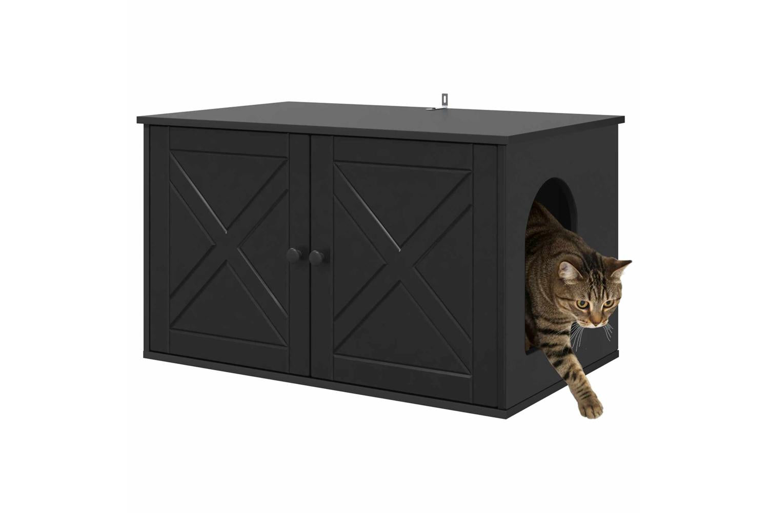 Vidaxl Cat House Black 85 X 55 X 505 Cm Engineered Wood-3
