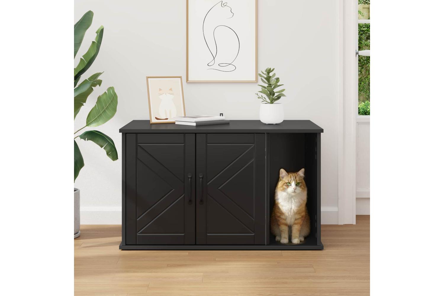 Vidaxl Cat House Black 85 X 55 X 505 Cm Engineered Wood-4