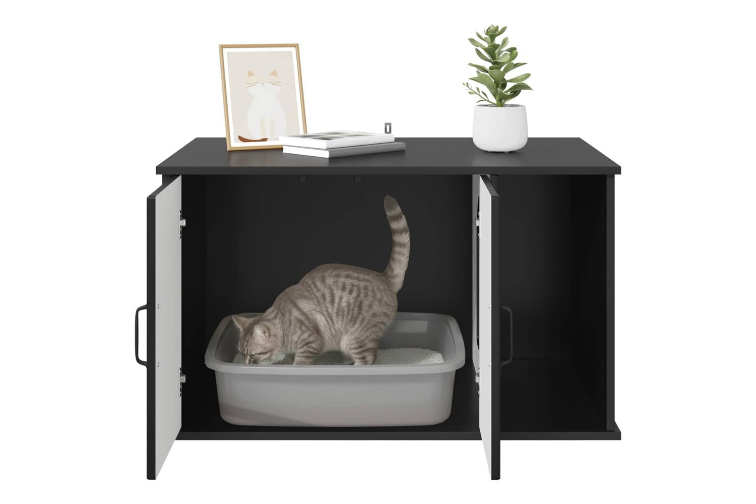 Vidaxl Cat House Black 85 X 55 X 505 Cm Engineered Wood-10