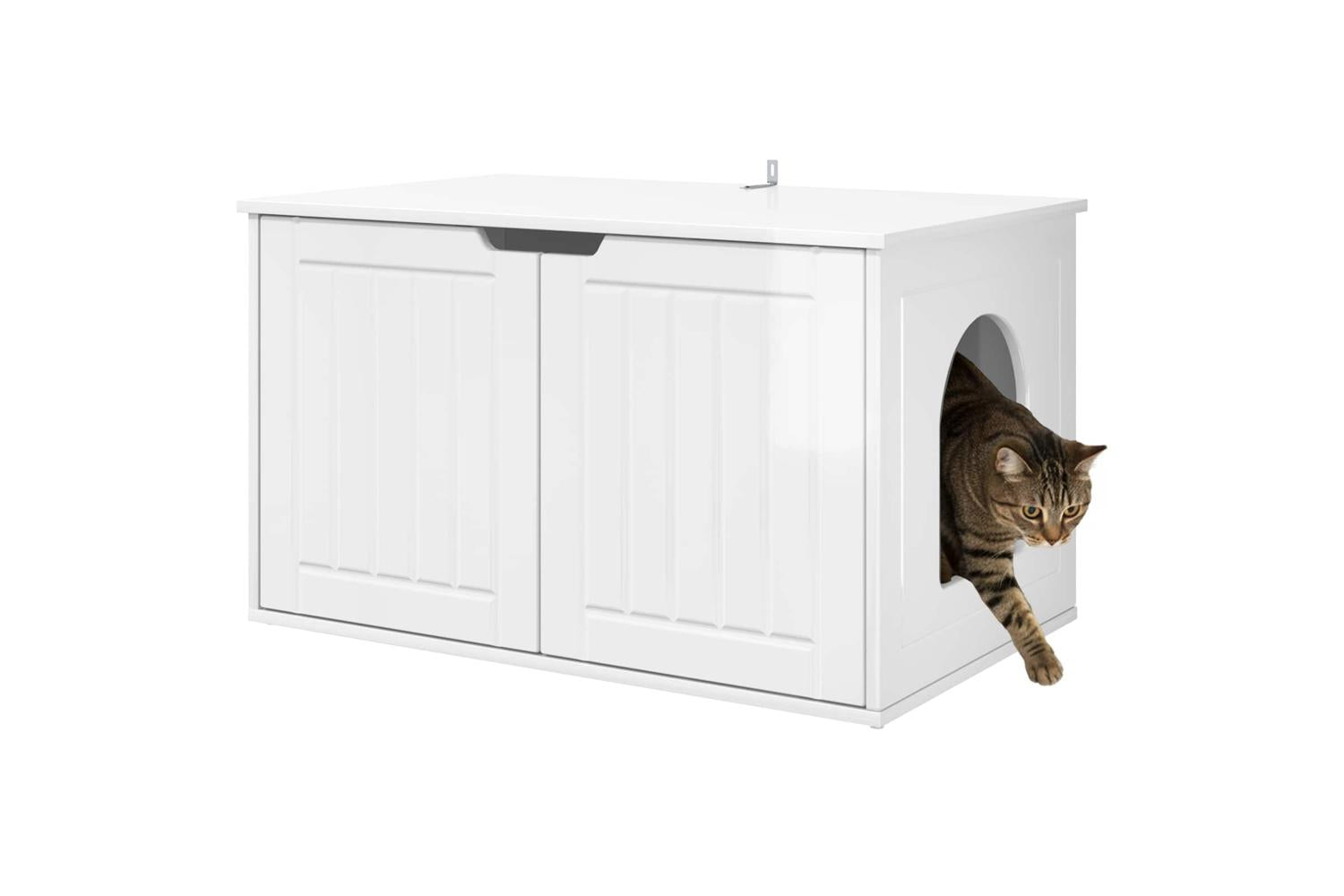 Vidaxl Cat House Gloss White 85 X 55 X 505 Cm Engineered Wood-3