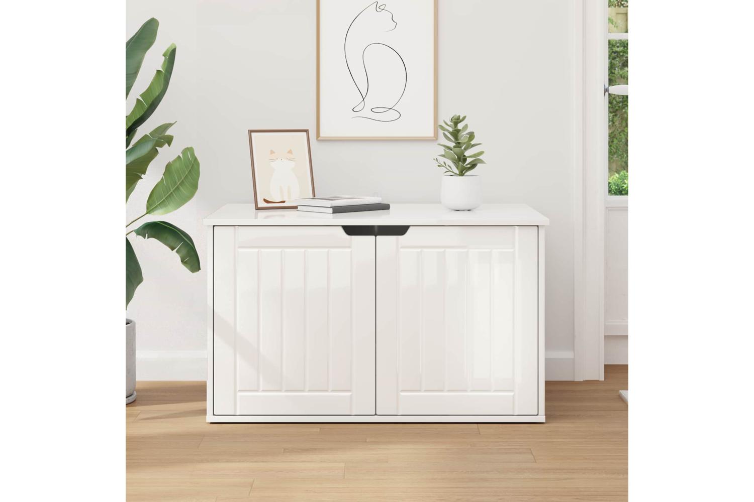 Vidaxl Cat House Gloss White 85 X 55 X 505 Cm Engineered Wood-4