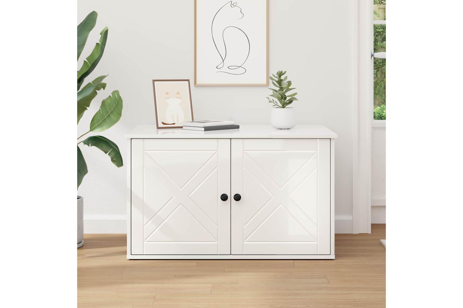 Vidaxl Cat House Gloss White 85 X 55 X 505 Cm Engineered Wood-4