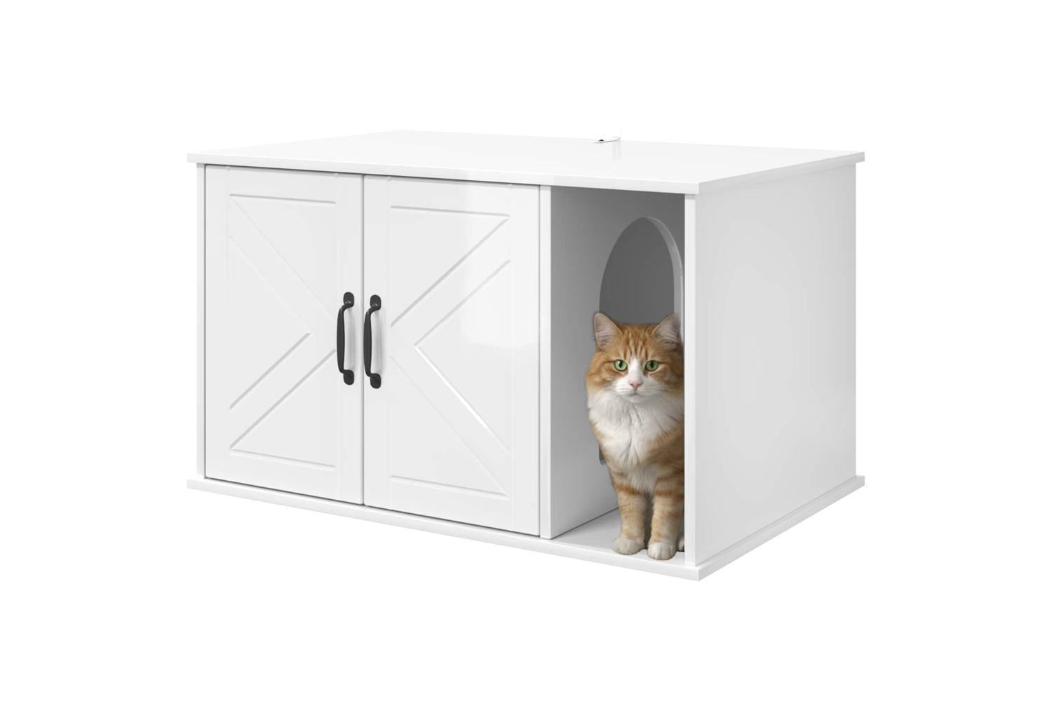 Vidaxl Cat House Gloss White 85 X 55 X 505 Cm Engineered Wood-3