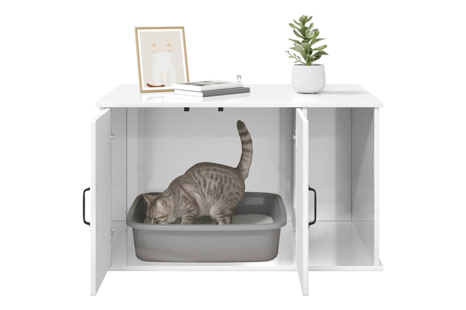 Vidaxl Cat House Gloss White 85 X 55 X 505 Cm Engineered Wood-10