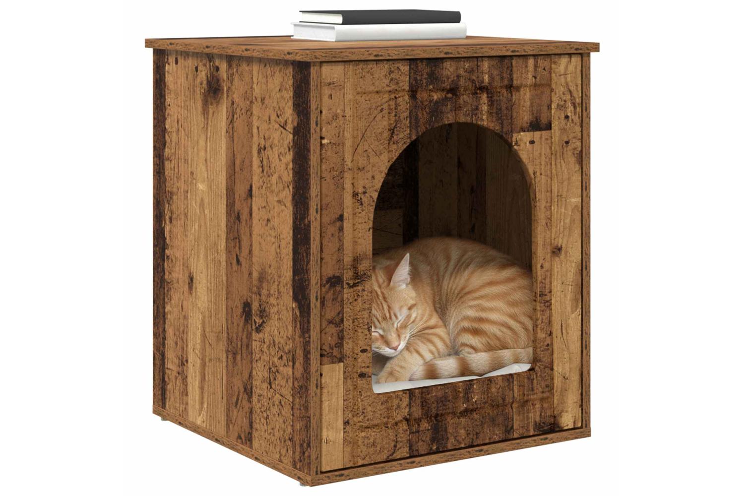 Vidaxl Cat House Old Wood 53 X 52 X 62 Cm Engineered Wood-3