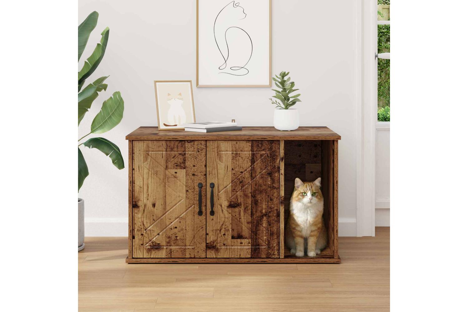 Vidaxl Cat House Old Wood 85 X 55 X 505 Cm Engineered Wood-4