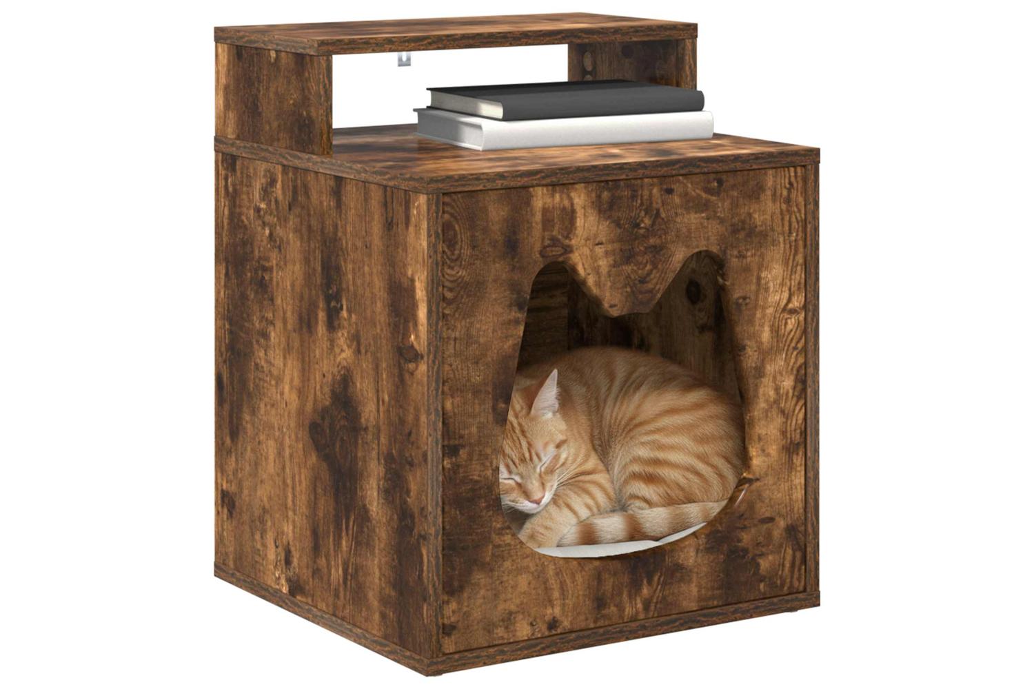 Vidaxl Cat House Smoked Oak 425 X 40 X 535 Cm Engineered Wood-3