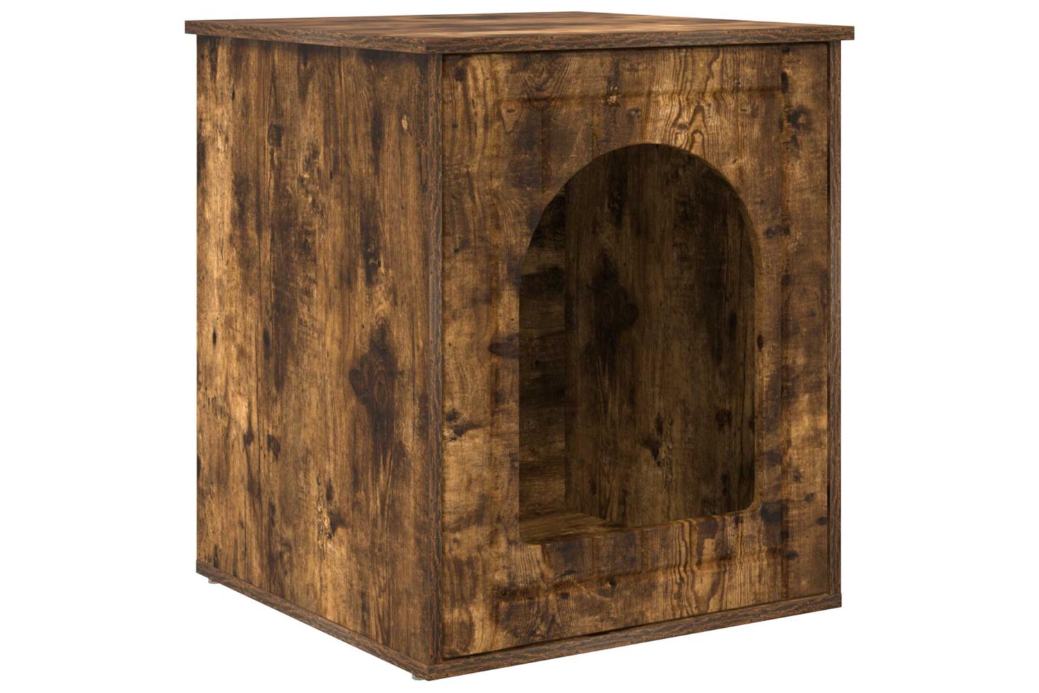 Vidaxl Cat House Smoked Oak 53 X 52 X 62 Cm Engineered Wood