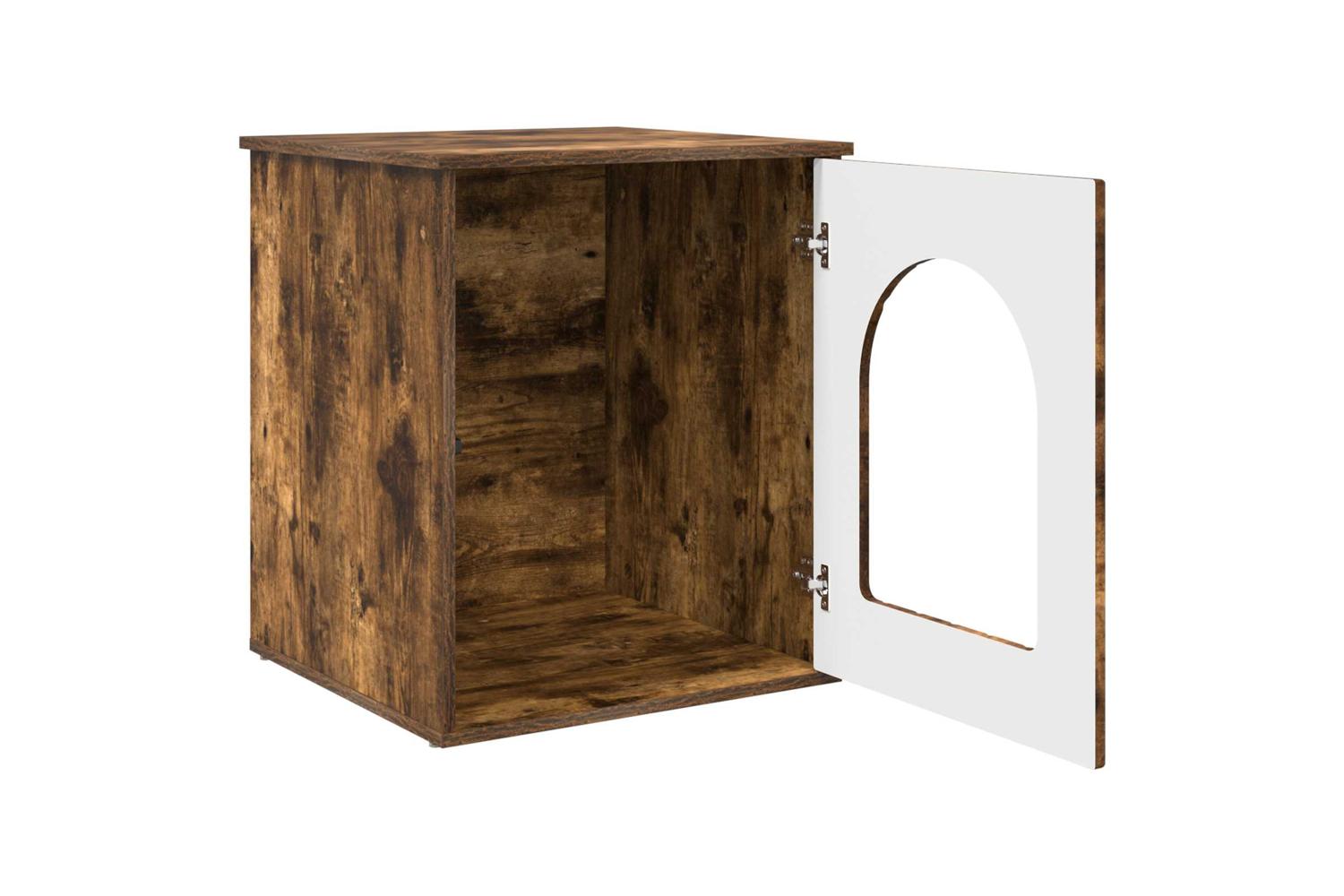Vidaxl Cat House Smoked Oak 53 X 52 X 62 Cm Engineered Wood-5