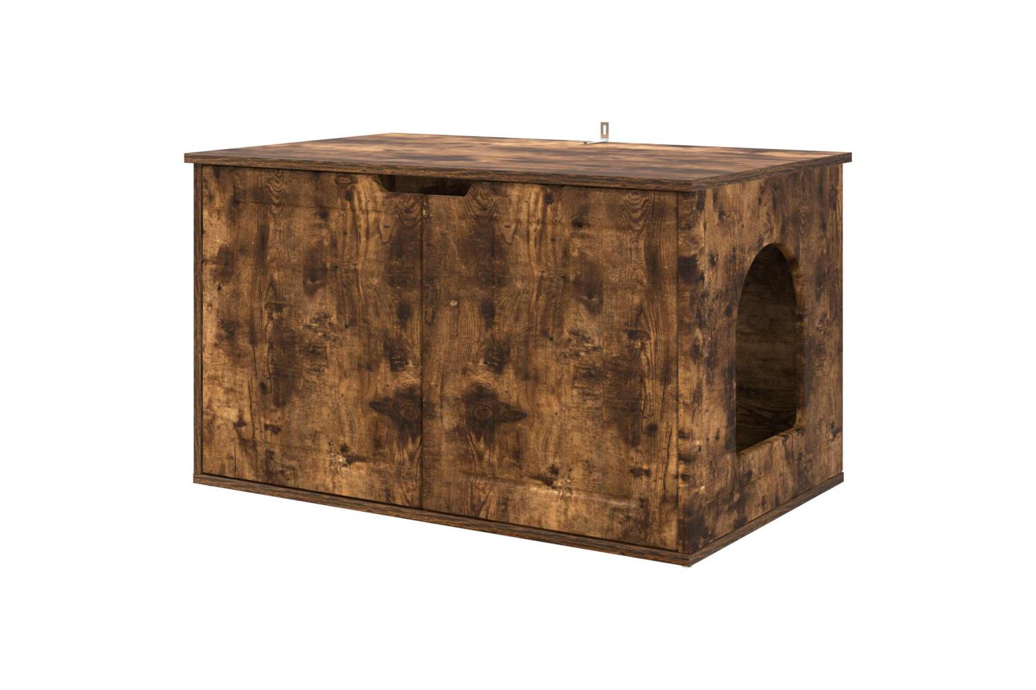 Vidaxl Cat House Smoked Oak 85 X 55 X 505 Cm Engineered Wood