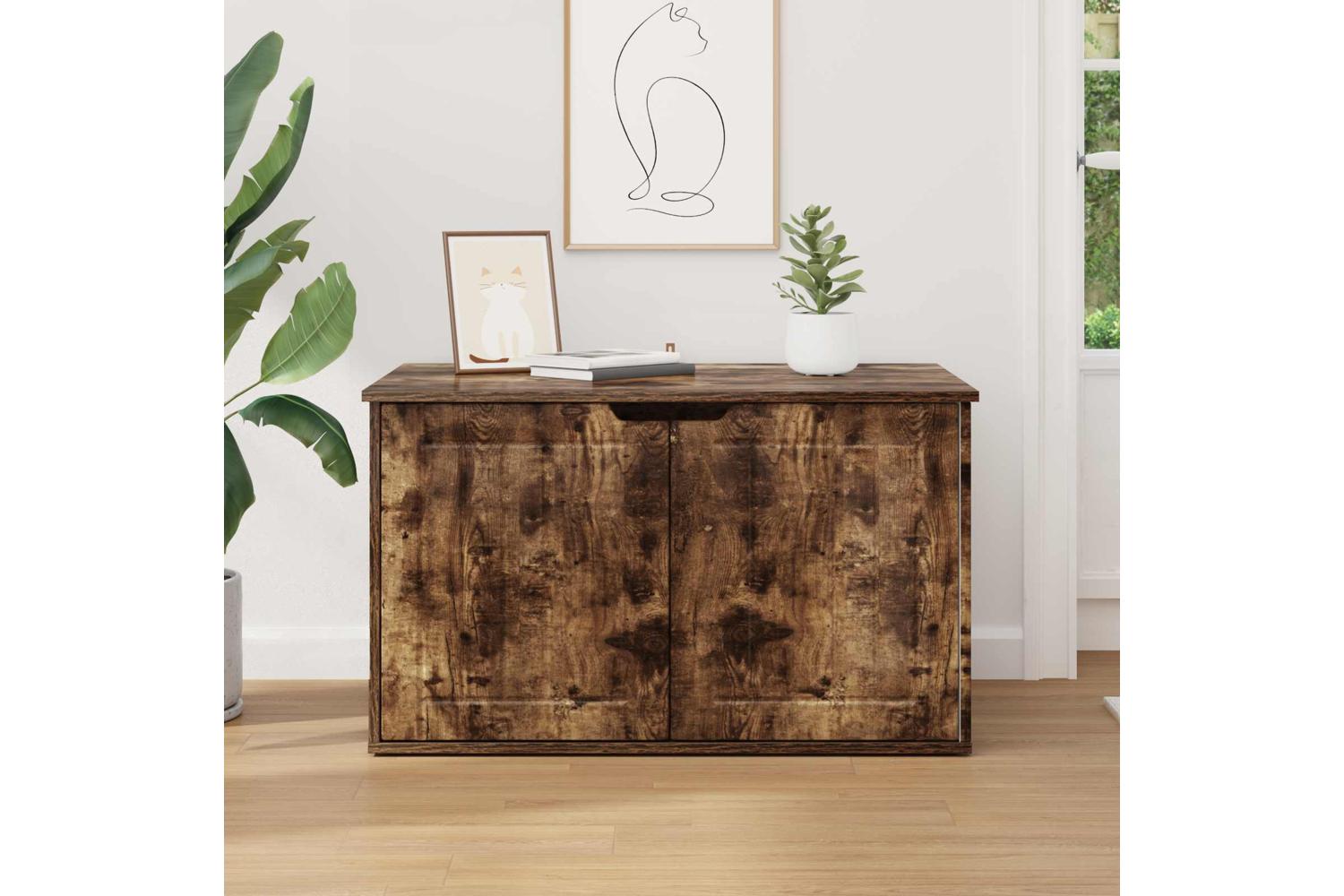 Vidaxl Cat House Smoked Oak 85 X 55 X 505 Cm Engineered Wood-4