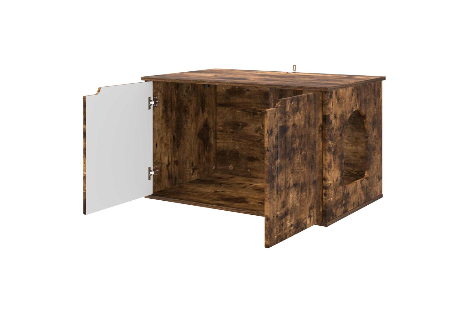 Vidaxl Cat House Smoked Oak 85 X 55 X 505 Cm Engineered Wood-5