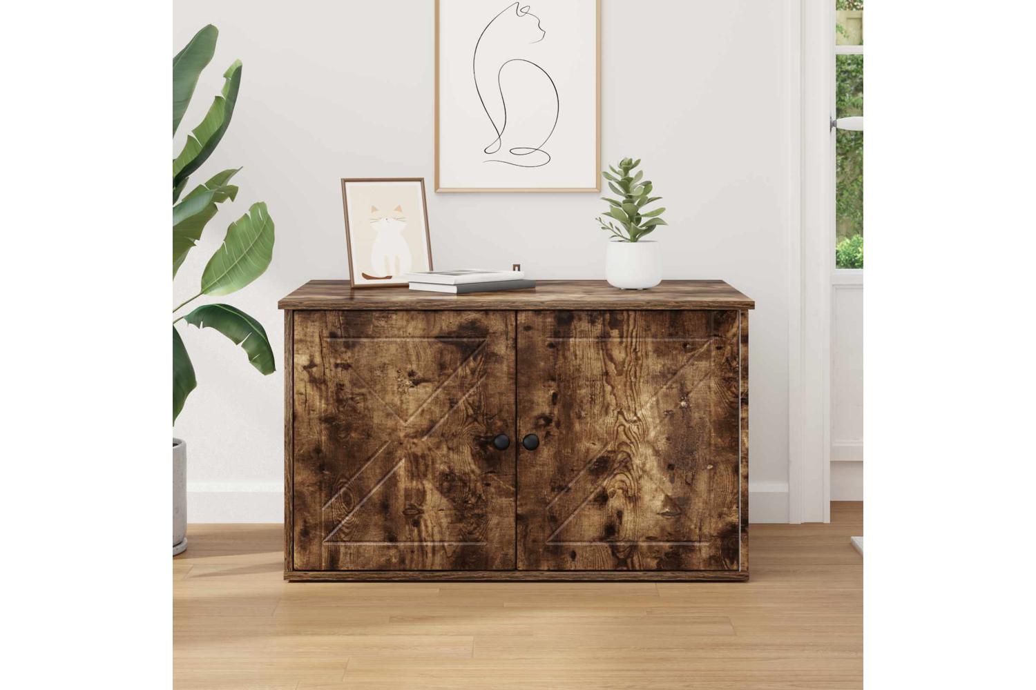 Vidaxl Cat House Smoked Oak 85 X 55 X 505 Cm Engineered Wood-4