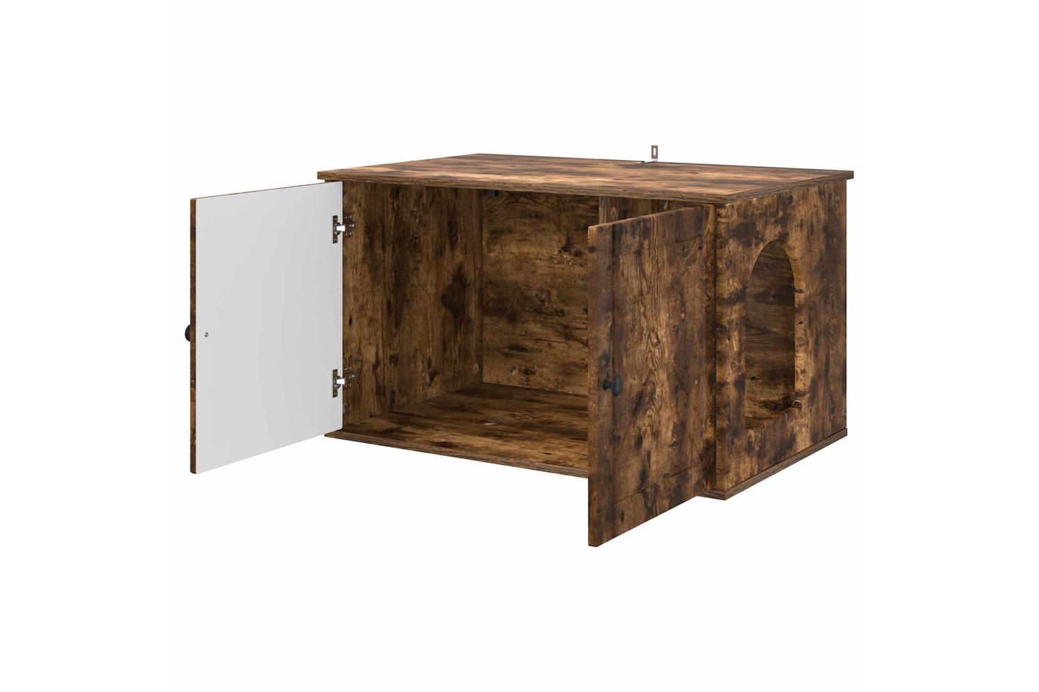 Vidaxl Cat House Smoked Oak 85 X 55 X 505 Cm Engineered Wood-5