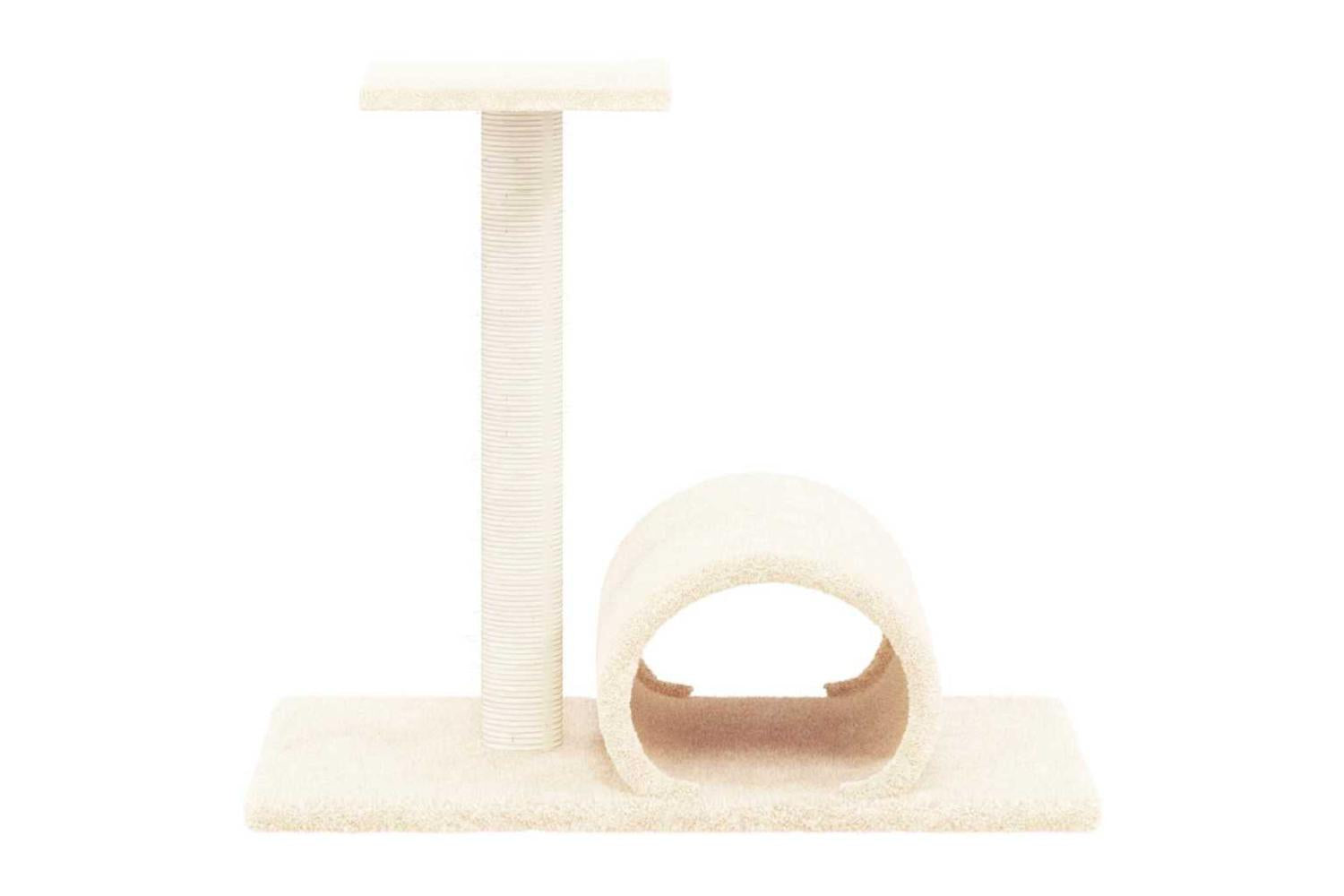 Vidaxl Cat Scratching Post With Tunnel Cream 60x345x50 Cm