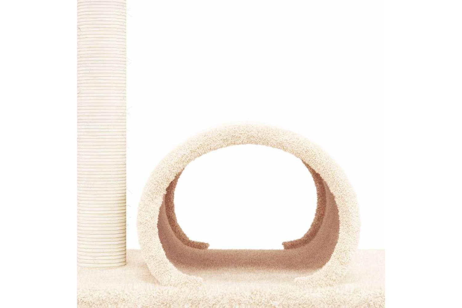 Vidaxl Cat Scratching Post With Tunnel Cream 60x345x50 Cm-4