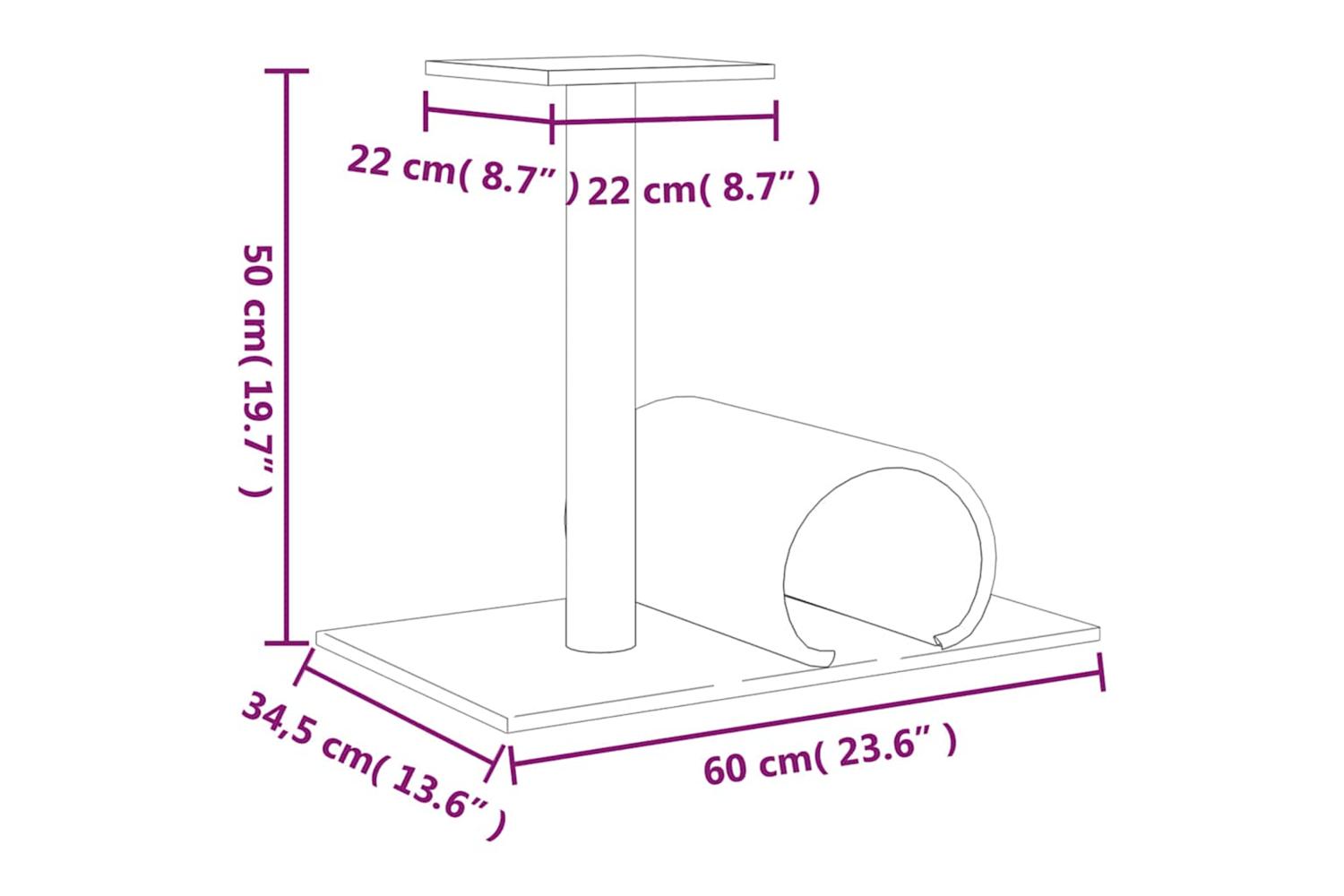 Vidaxl Cat Scratching Post With Tunnel Dark Grey 60x345x50 Cm-7