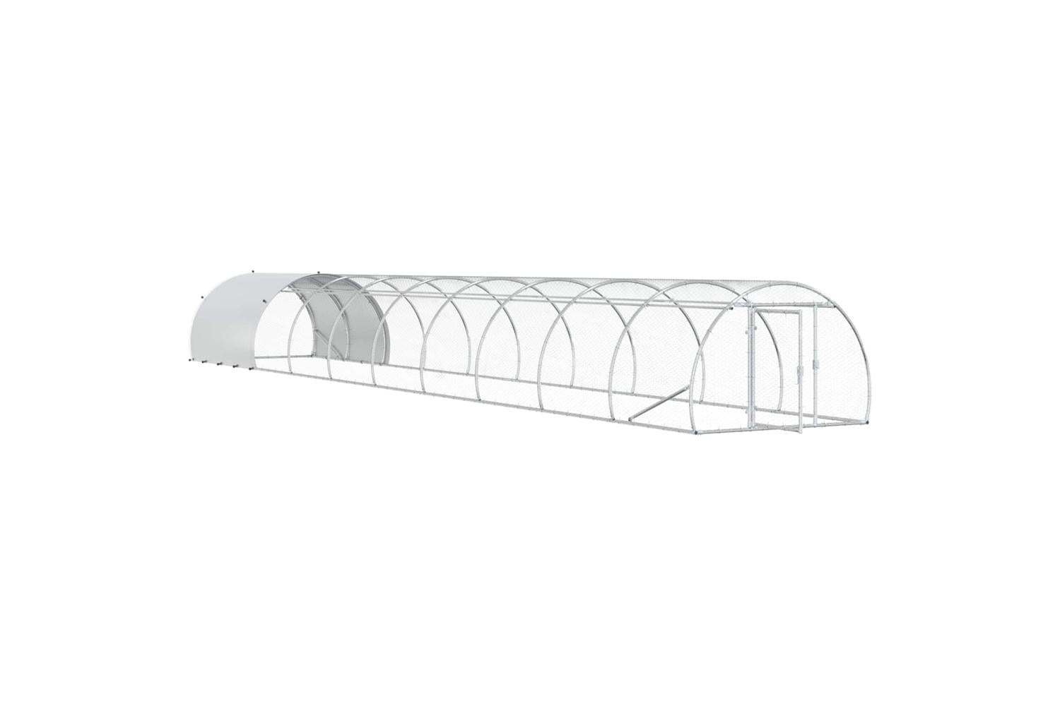 Vidaxl Chicken Coop Silver 1000 X 150 X 100 Cm Galvanised Steel-3