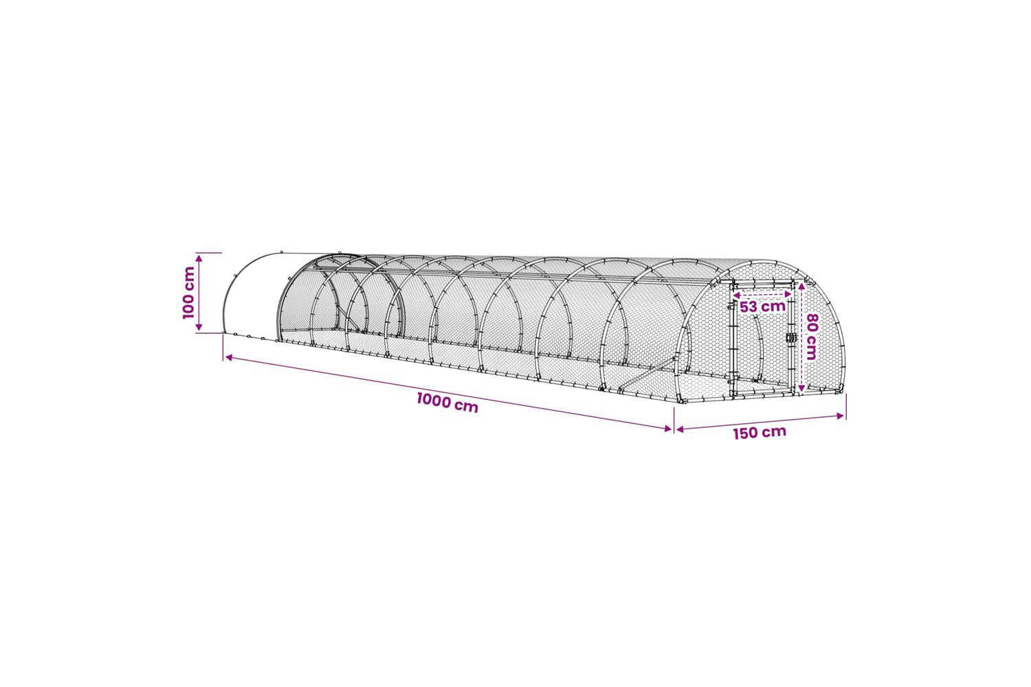Vidaxl Chicken Coop Silver 1000 X 150 X 100 Cm Galvanised Steel-10