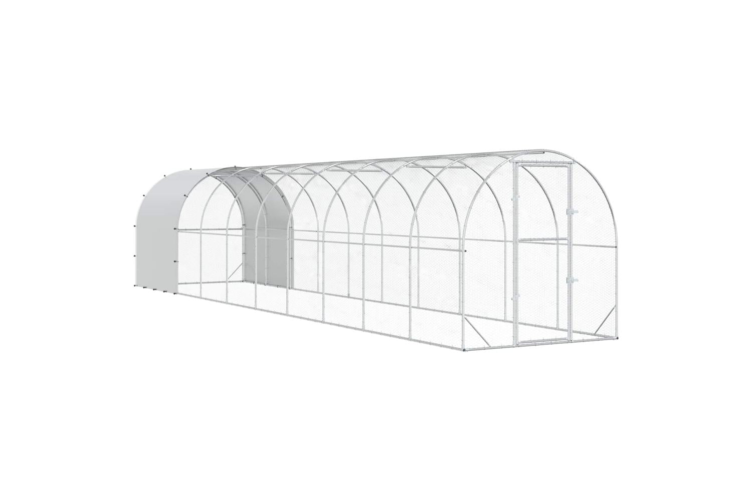 Vidaxl Chicken Coop Silver 1000 X 200 X 200 Cm Galvanised Steel