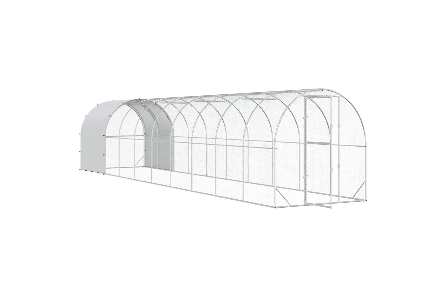 Vidaxl Chicken Coop Silver 1000 X 200 X 200 Cm Galvanised Steel-3
