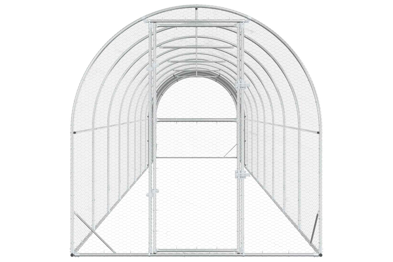 Vidaxl Chicken Coop Silver 1000 X 200 X 200 Cm Galvanised Steel-4