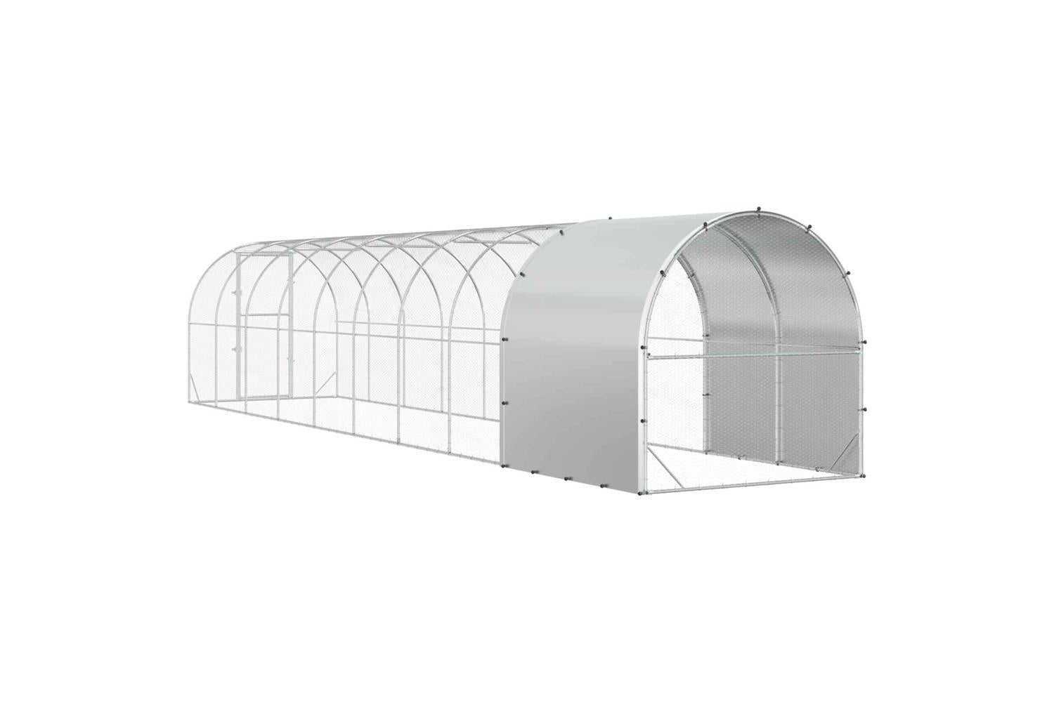 Vidaxl Chicken Coop Silver 1000 X 200 X 200 Cm Galvanised Steel-6