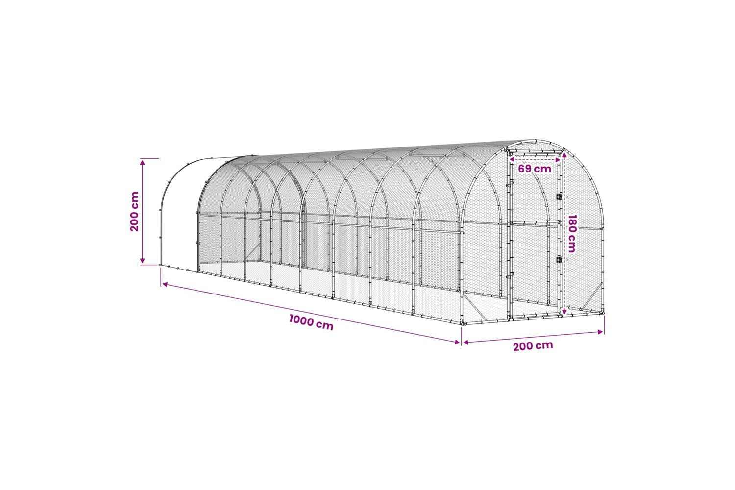 Vidaxl Chicken Coop Silver 1000 X 200 X 200 Cm Galvanised Steel-10