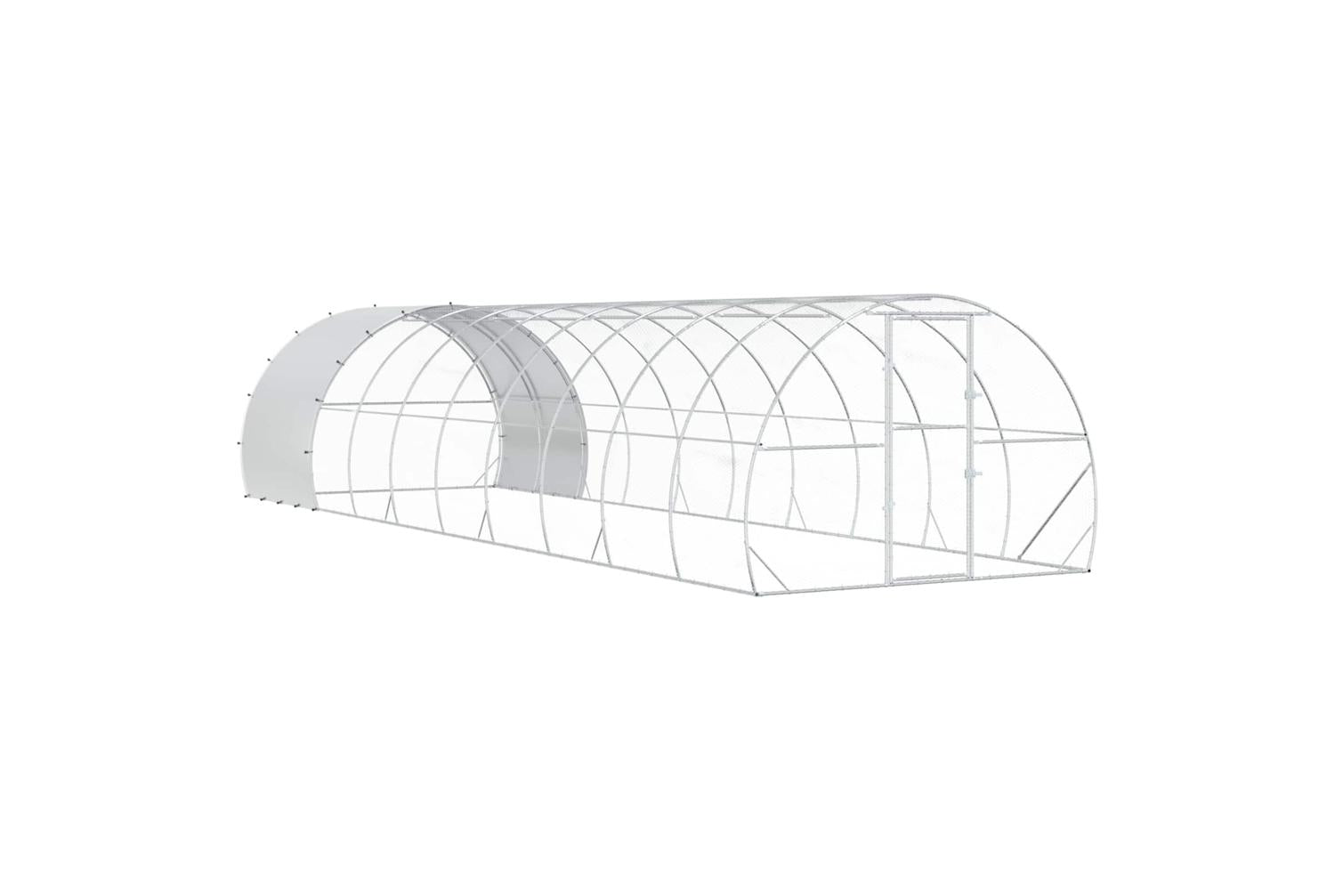 Vidaxl Chicken Coop Silver 1000 X 300 X 200 Cm Galvanised Steel-2