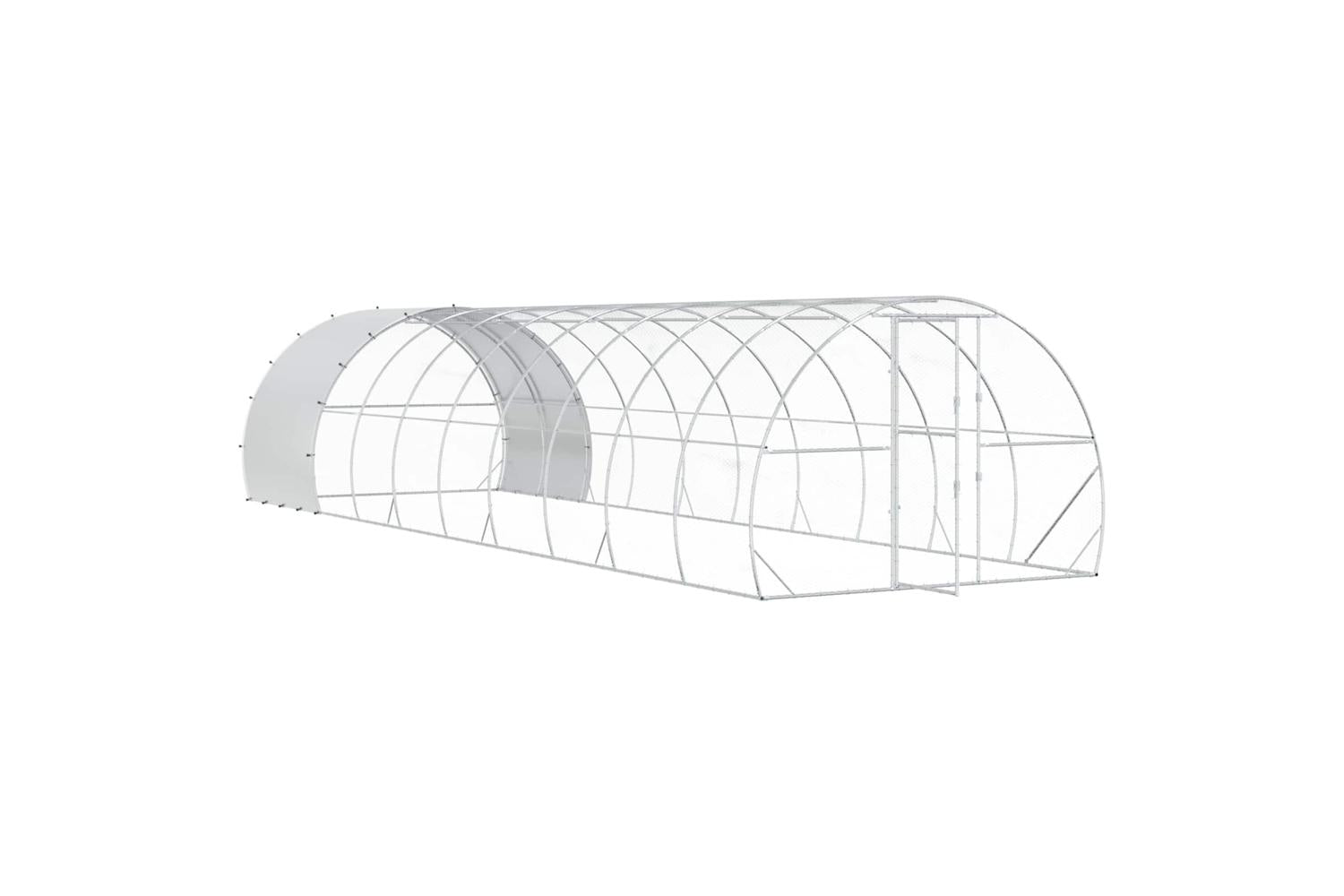Vidaxl Chicken Coop Silver 1000 X 300 X 200 Cm Galvanised Steel-3