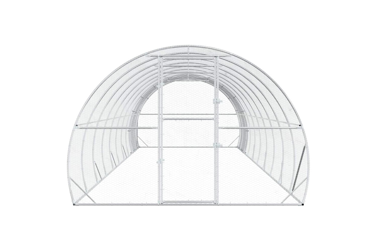 Vidaxl Chicken Coop Silver 1000 X 300 X 200 Cm Galvanised Steel-4