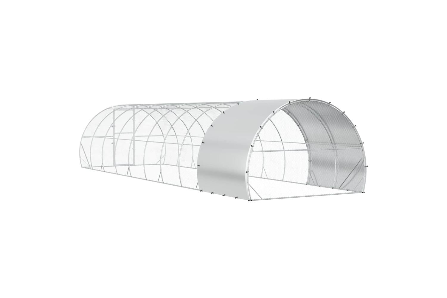 Vidaxl Chicken Coop Silver 1000 X 300 X 200 Cm Galvanised Steel-6