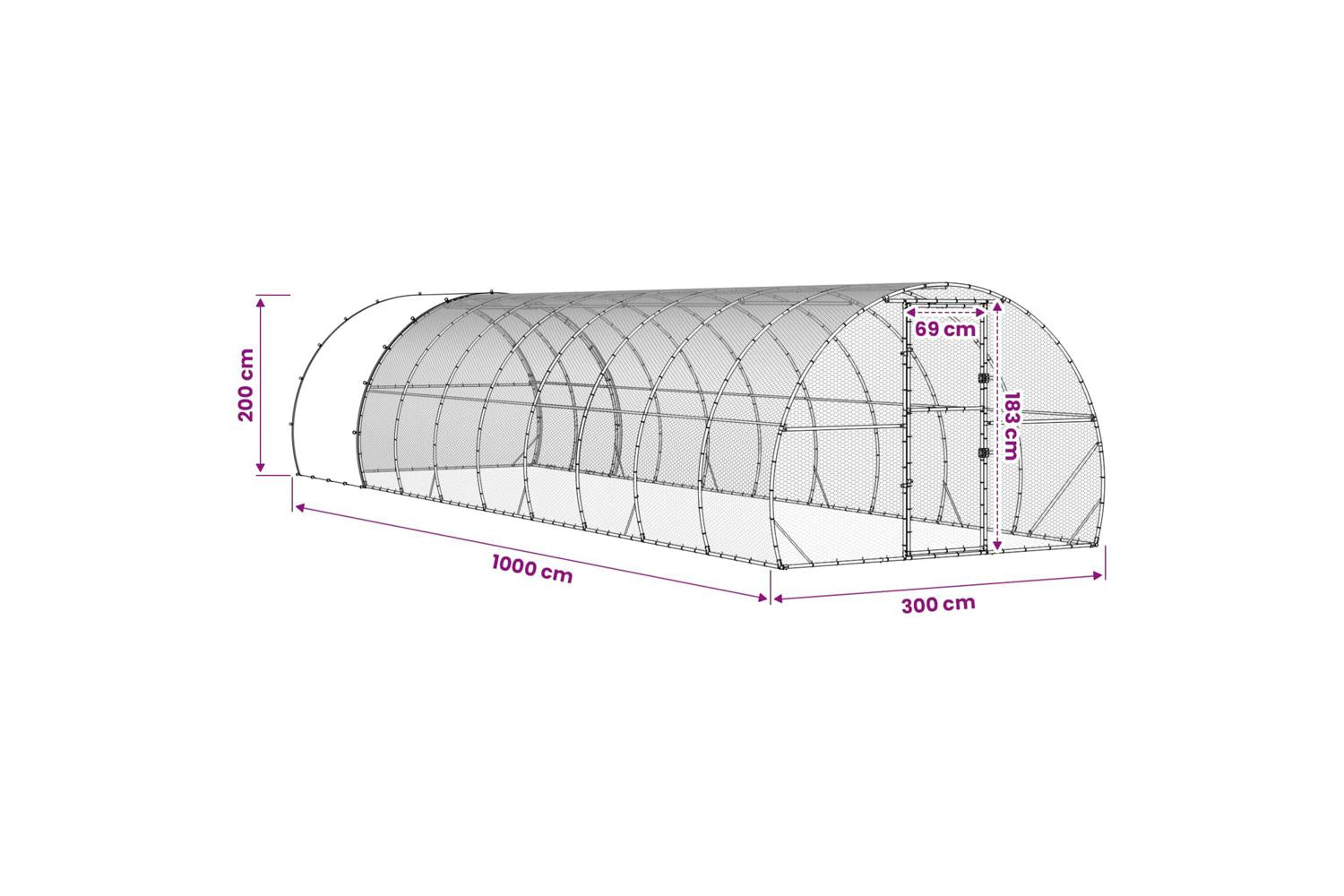 Vidaxl Chicken Coop Silver 1000 X 300 X 200 Cm Galvanised Steel-10
