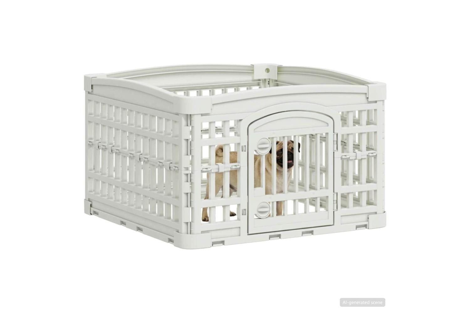 Vidaxl 4 Panel Dog Playpen 60 X 60 X 38 Cm Plastic White Foldable-3