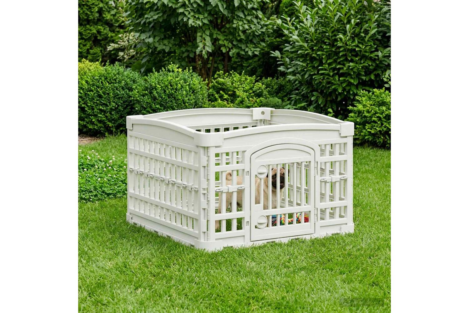 Vidaxl 4 Panel Dog Playpen 60 X 60 X 38 Cm Plastic White Foldable-4