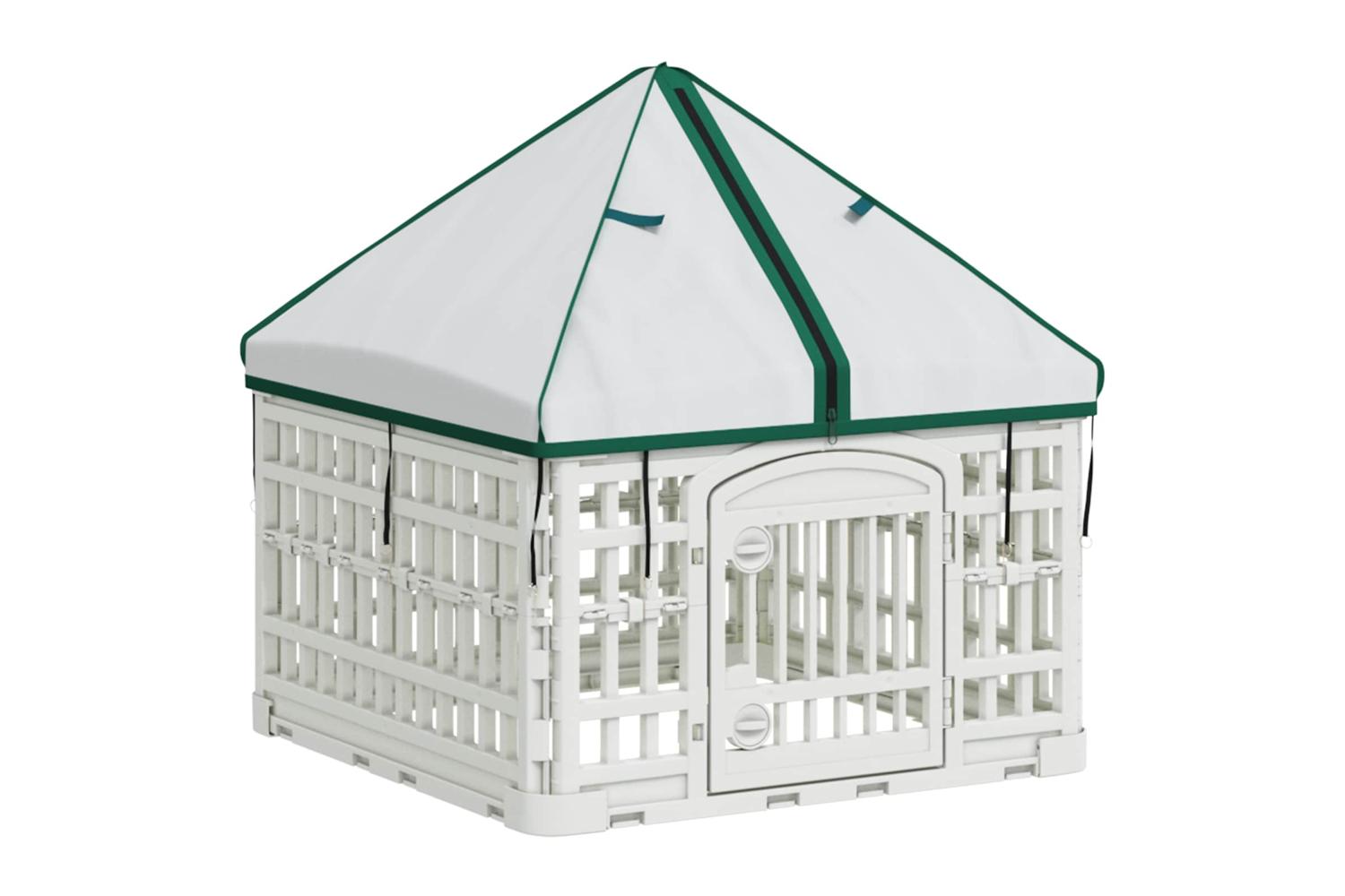 Vidaxl 4 Panel Dog Playpen With Roof 60 X 60 X 82 Cm Plastic White-2