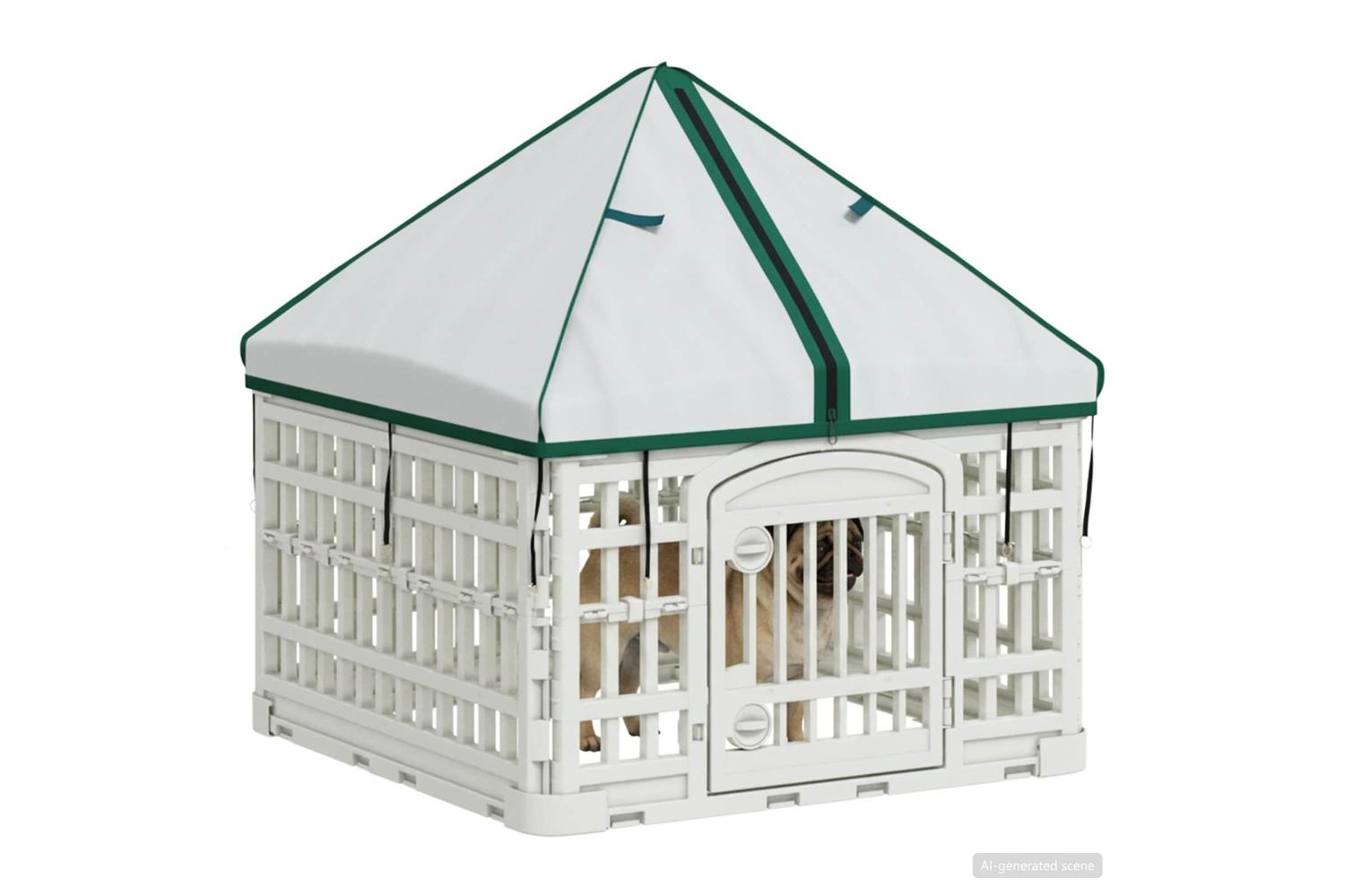 Vidaxl 4 Panel Dog Playpen With Roof 60 X 60 X 82 Cm Plastic White-3