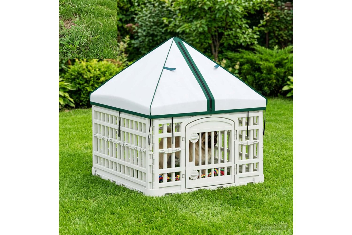 Vidaxl 4 Panel Dog Playpen With Roof 60 X 60 X 82 Cm Plastic White-4