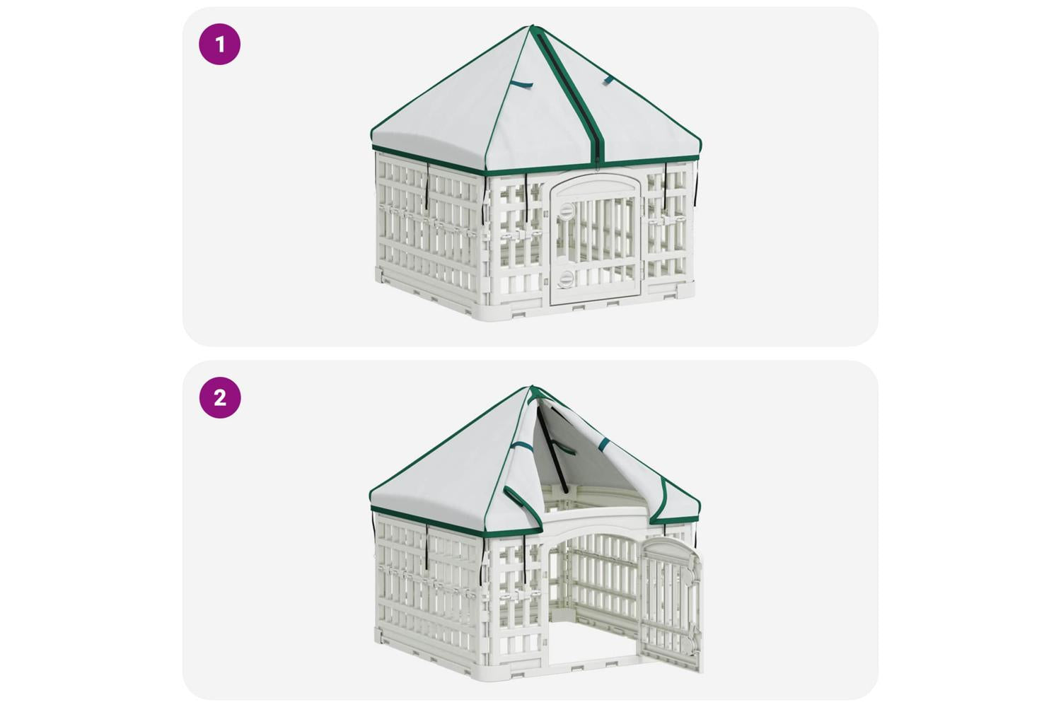 Vidaxl 4 Panel Dog Playpen With Roof 60 X 60 X 82 Cm Plastic White-8