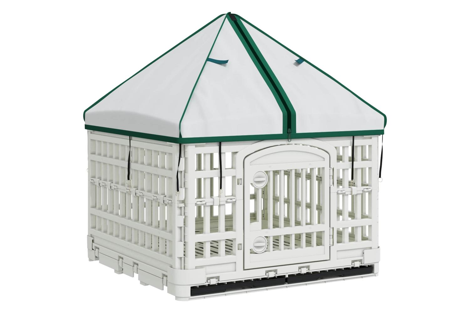 Vidaxl 4 Panel Dog Playpen With Roof 122 X 1065 X 82 Cm Plastic White-2