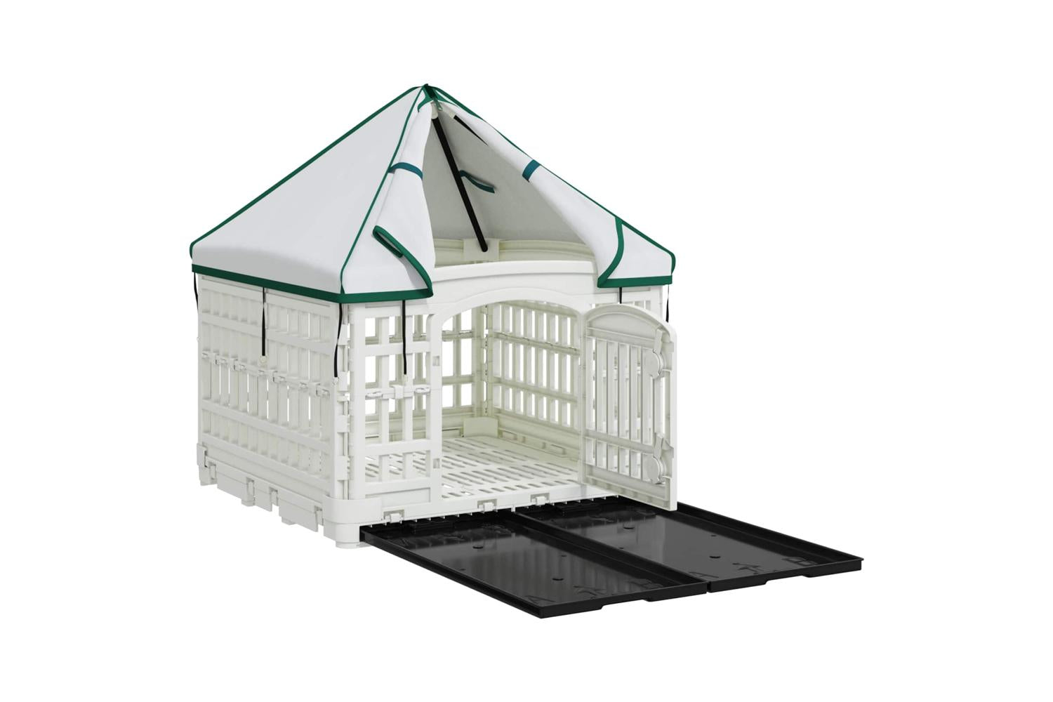 Vidaxl 4 Panel Dog Playpen With Roof 122 X 1065 X 82 Cm Plastic White-4