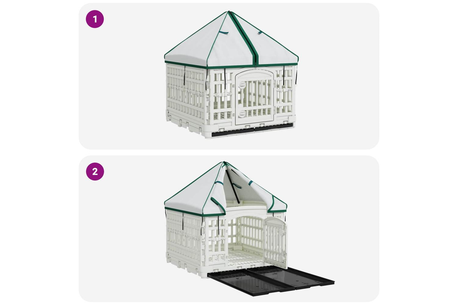 Vidaxl 4 Panel Dog Playpen With Roof 122 X 1065 X 82 Cm Plastic White-8