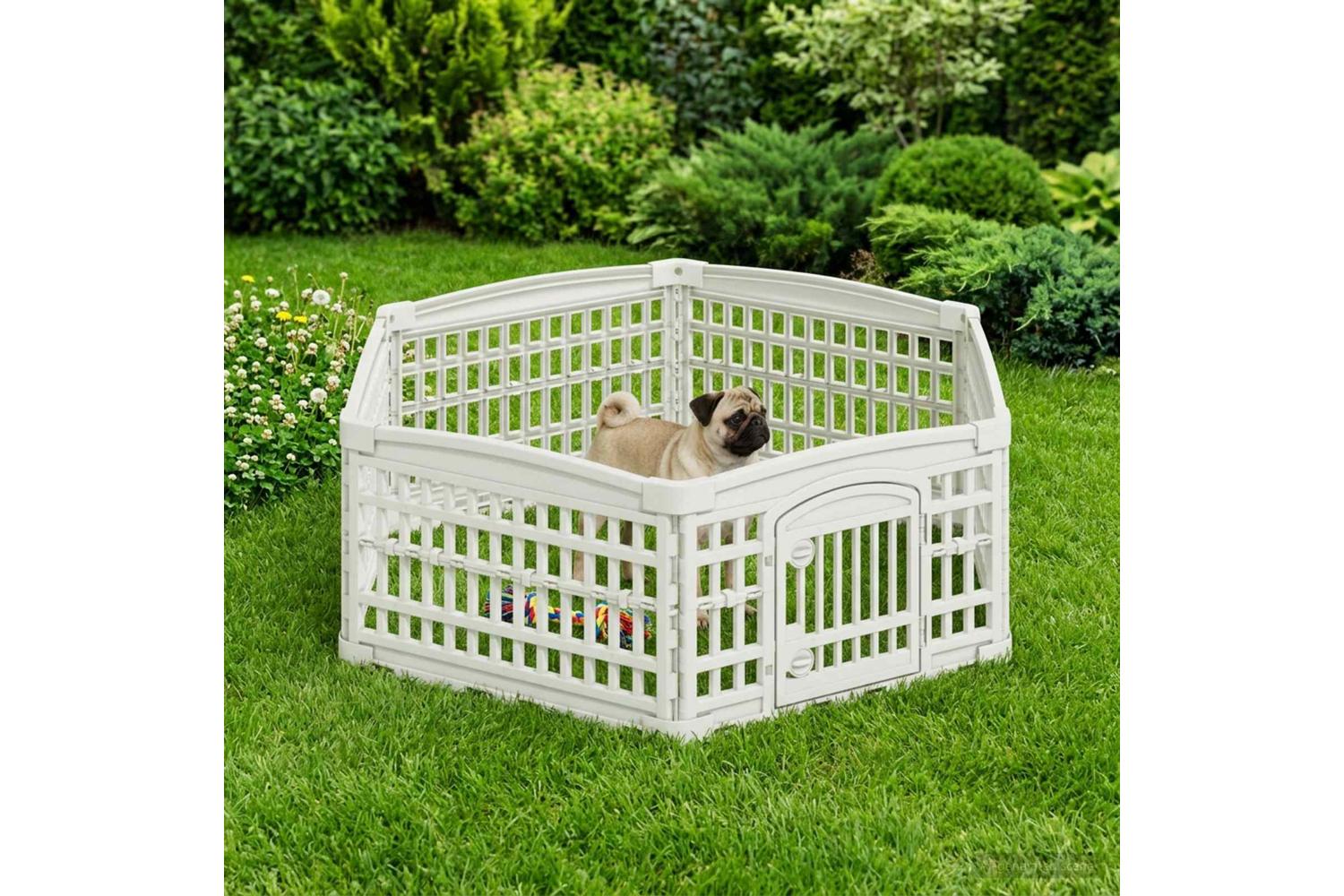 Vidaxl 6 Panel Dog Playpen 122 X 1065 X 40 Cm Plastic White Foldable-4